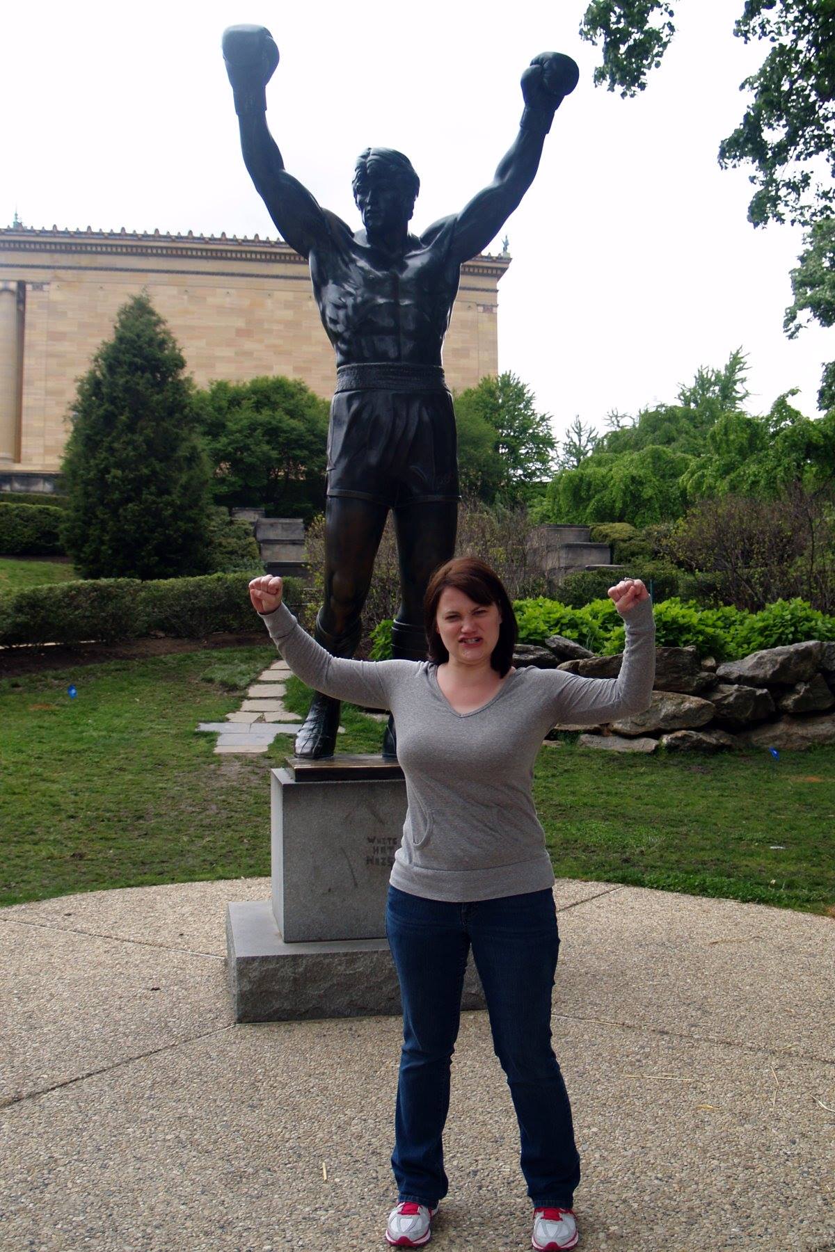 Cassie Chance at the Rocky statute in Philadelphia