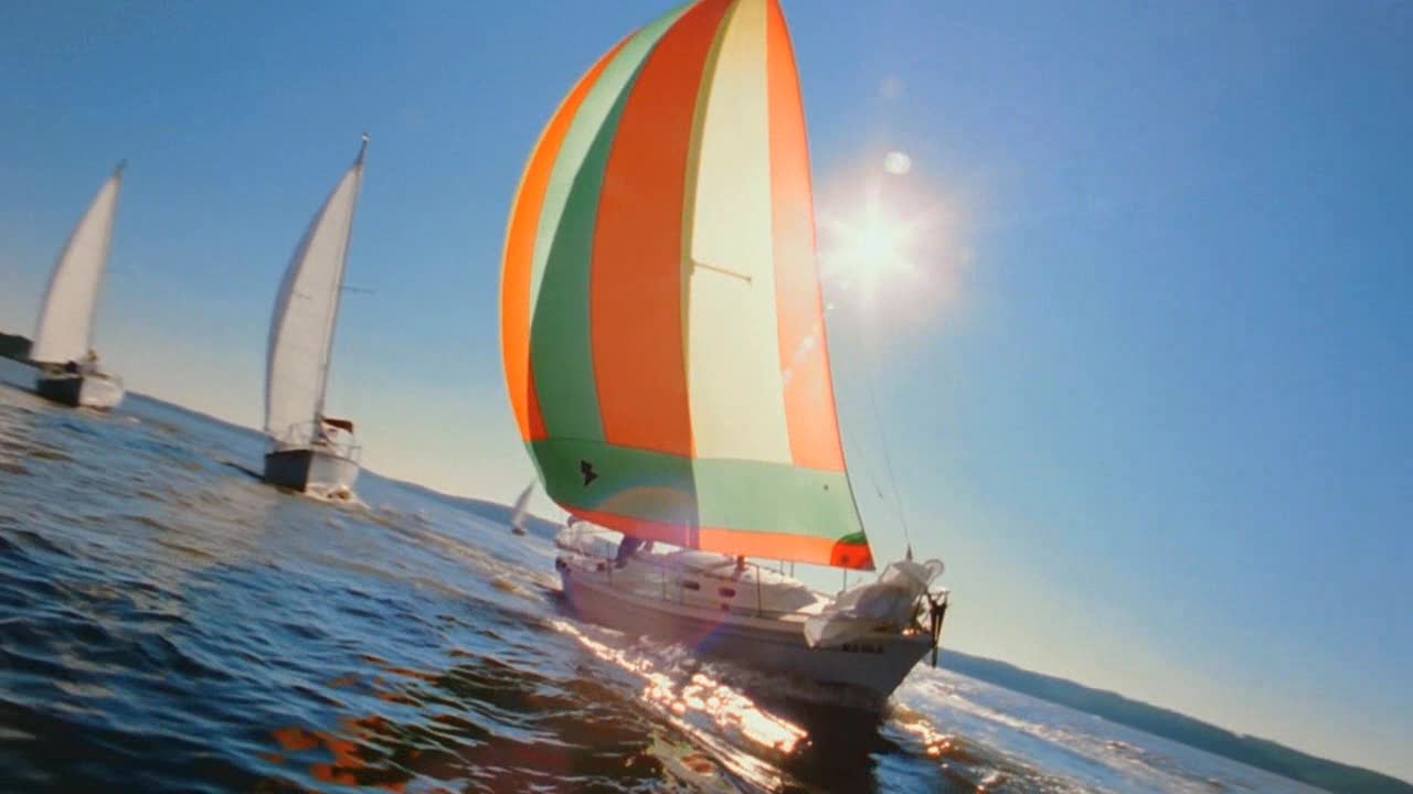Colorful sailboat on an Oklahoma lake