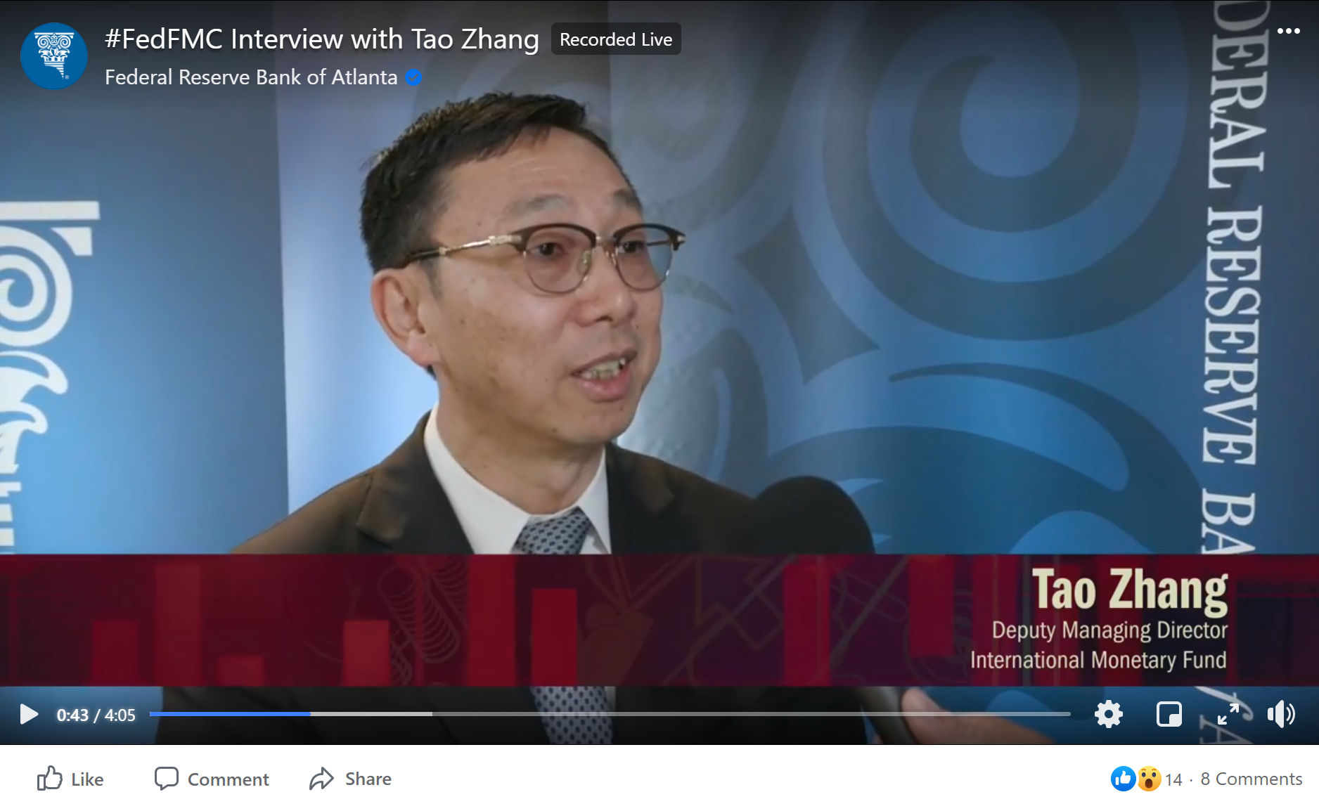 International Monetary Fund Deputy Managing Director Tao Zhang at the Federal Reserve Bank of Atlanta's Financial Markets Conference