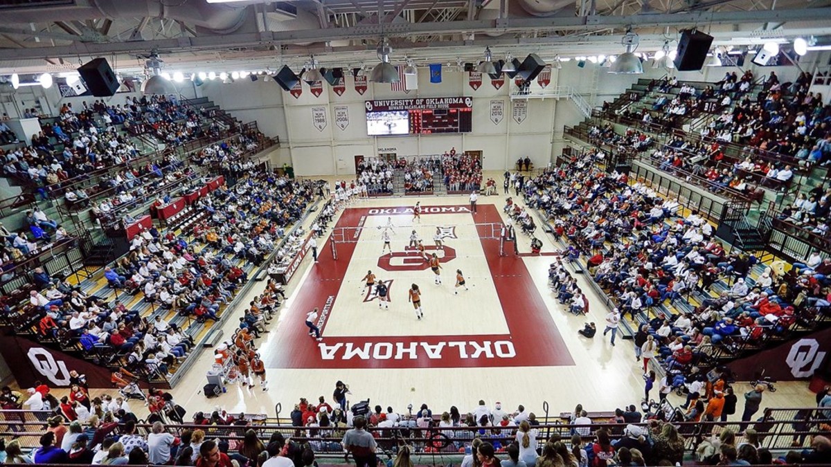 Crowd inside the McCasland Fieldhouse during a volleyball match